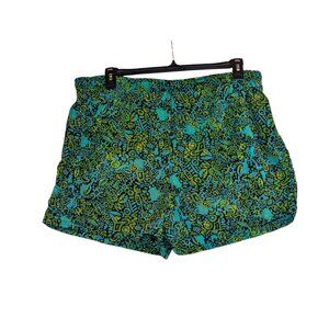 Vintage Cheetah Sport Mens Swim Trunks 100% Nylon Shell Funky Green & Blue Print